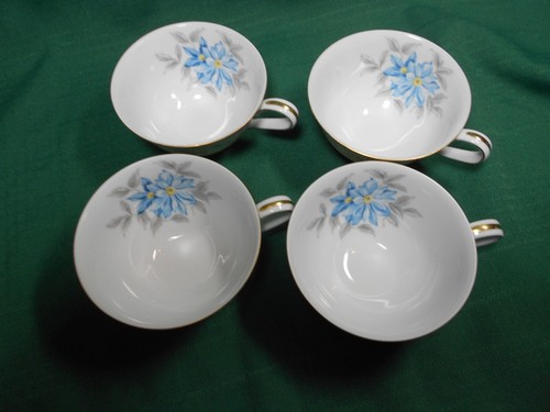 Noritake 4 Coffee Cups and Saucers Louise Blue Floral #5204 - Picture 6 of 9
