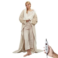 Wearable Heated Blanket with Foot Pocket,Electric Snuggle Blanket with Sleeve...