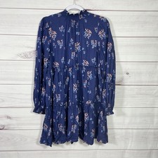 Free People Dress Petit Fours Linen Blend Floral Womens Size S Blue.