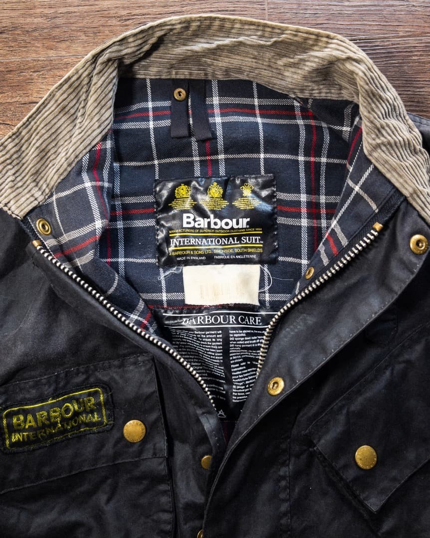 Barbour International Suit Waxed Cotton Jacket Made in England Vintage image 2