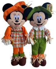 Disney Harvest Mickey  Minnie Mouse Scarecrow Plush Dolls 24" Fall Decor