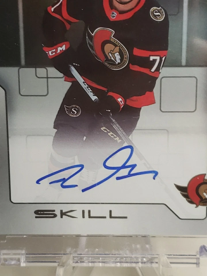 Ridly Greig 2023-24 Upper Deck Clear Cut Supreme Skill Rookies Auto Senators RC  - Image 2 of 3