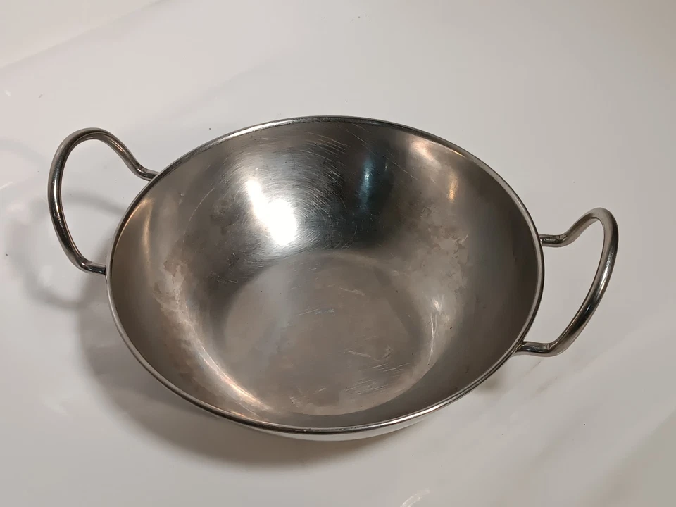 Plato Balti de acero inoxidable 9,5 pulgadas de diámetro 2,75 pulgadas de profundidad, sin marca Foto 2 de 3