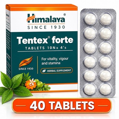 Himalaya Tentex Forte Tablets 40 Count Ayurvedic Herbal Wellness Supplement