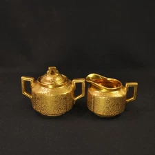 WDCO Wheeling Decorating Co Creamer Sugar Lid Doves Roses & Daisies Gold 1925-41