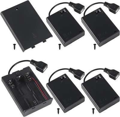 5 Pcs 3 AA Battery Holder, USB Female Socket, 3 X 1.5V AA Battery Box Holder wit