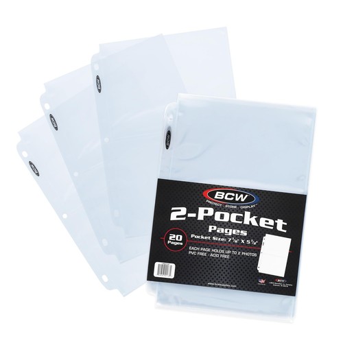 BCW Pro 2-Pocket Photo Protector Sleeves | 20 Count | 5"x7" Photos Sleeves, C...