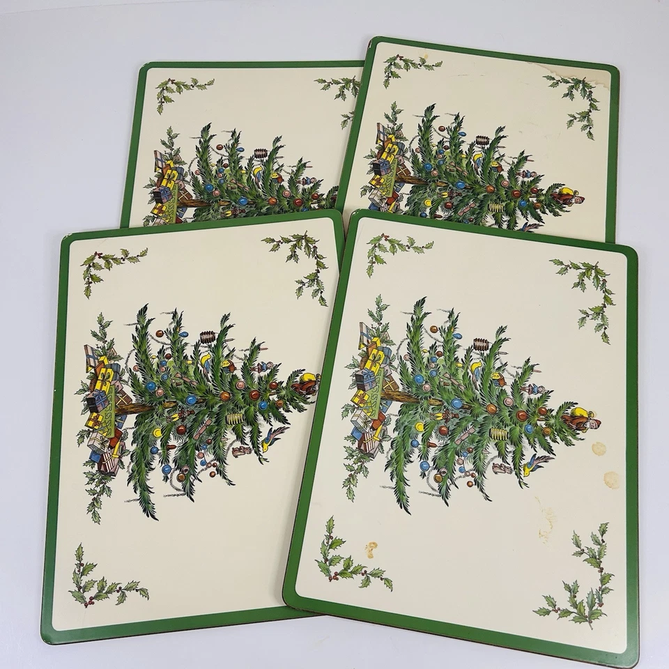 Vintage Spode Christmas Tree Cork Backed Placements 12 x 16 Set of 8 - Image 3 of 4