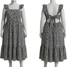 RIXO for Target Floral Ruffle Strap Midi Dress Black White Plus Size 24W / 26W