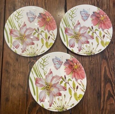 Grace Fine Porcelain Floral Salad Luncheon Plates Set Of Three