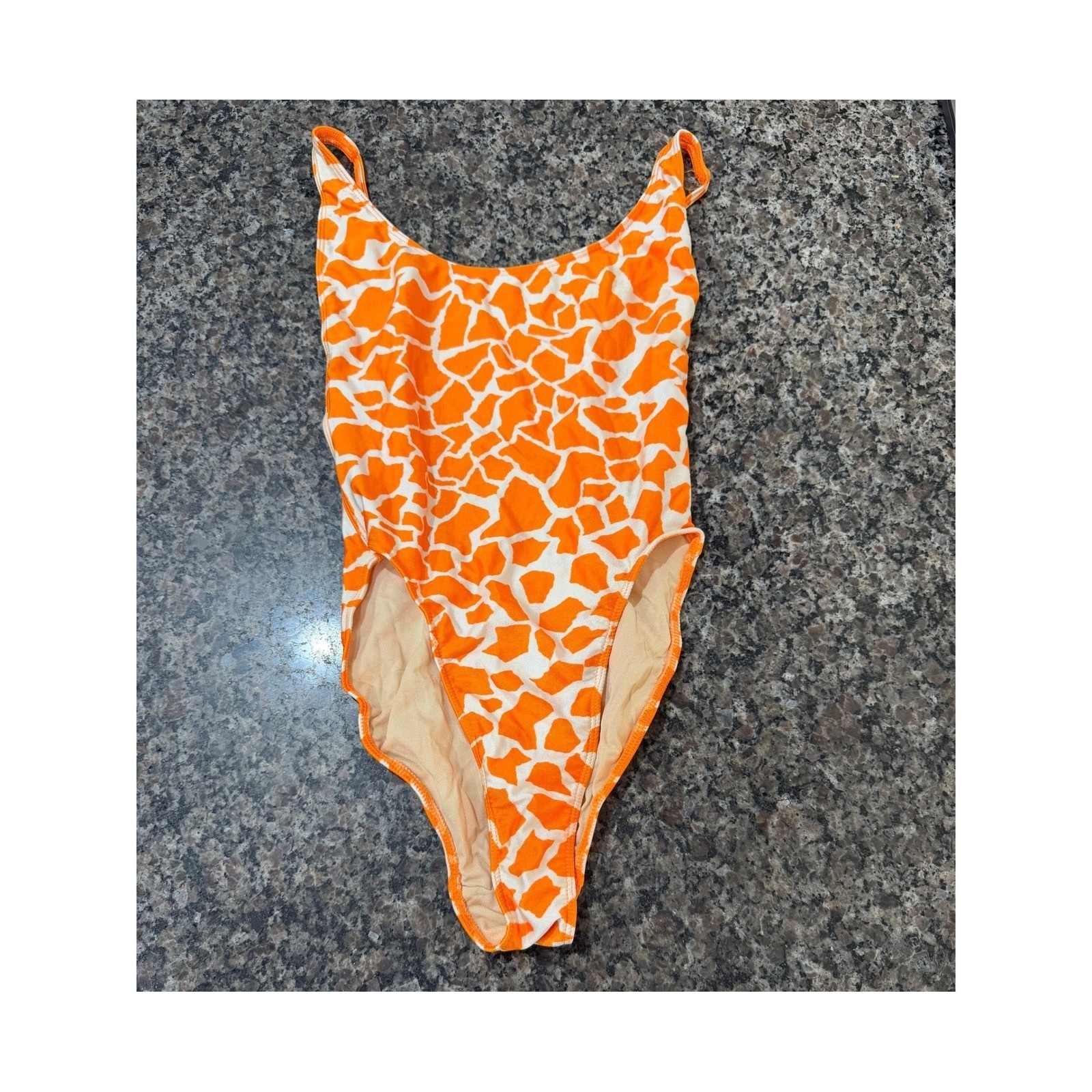American Apparel Cali Sun & Fun Orange Giraffe Print One Piece Swimsuit Small
