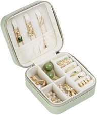 Travel Jewelry Case, Travel Jewelry Box, Mini Jewelry Travel Case, Green