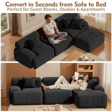 118" Compressed Chenille Sofa Set L-Shaped Sectional Couch Sofa Bed Bedroom USA