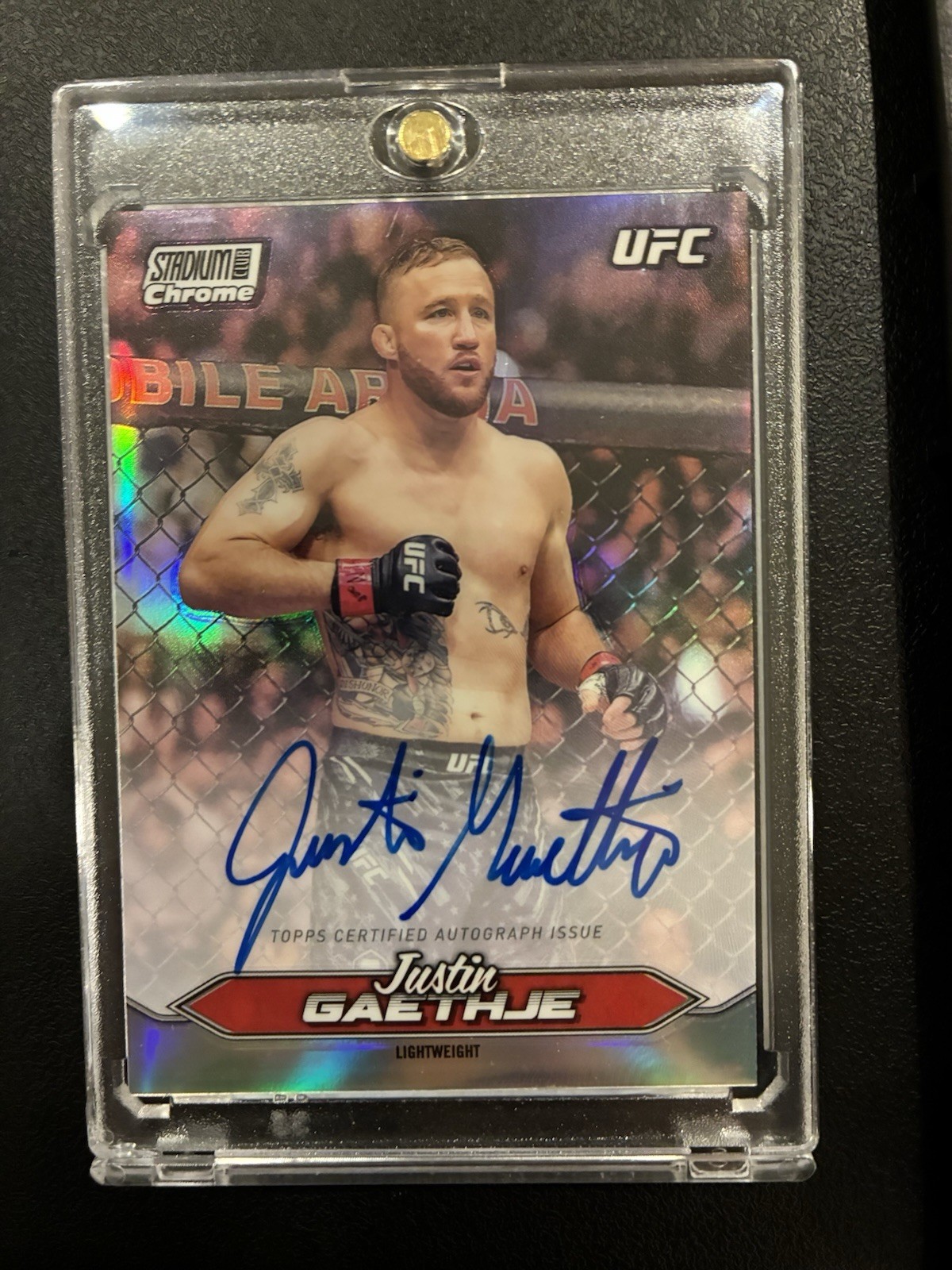 2025 Topps UFC Justin Gaethje ON CARD AUTOGRAPH Stadium Club Chrome Refractor 🔥
