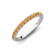 925 Sterling Silver Citrine Round 2.00MM Stackable Half Eternity Band Ring