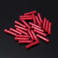 200 Red NYLON 22-18 Ga AWG Gauge Wire Butt Connectors Tin Copper Terminals Alarm