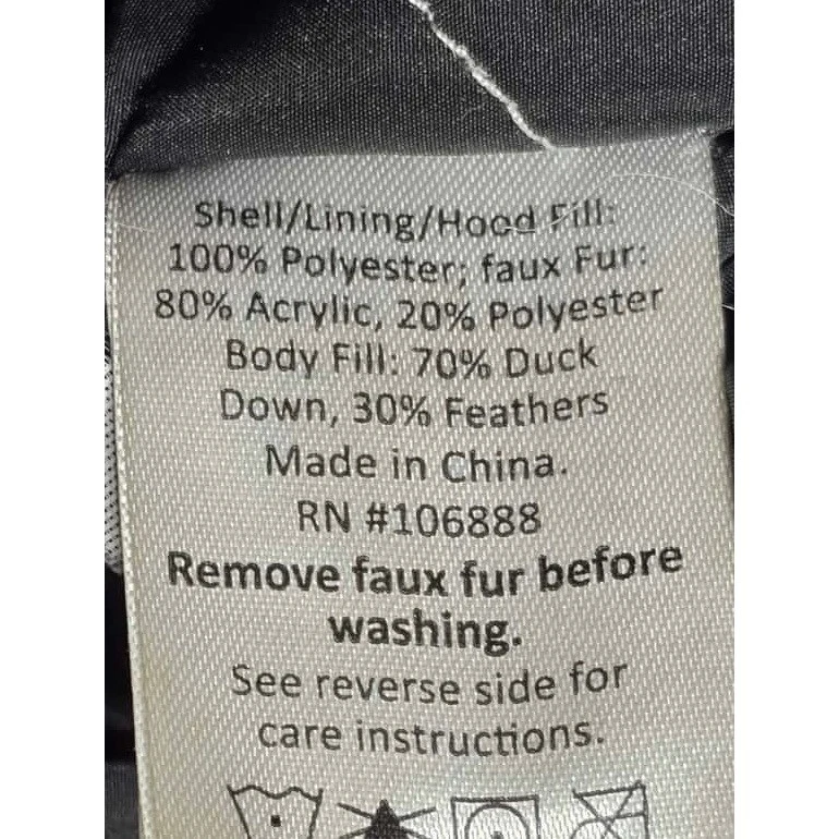 Abrigo acolchado Appaman niños talla 6 negro camuflaje chaqueta de invierno imitación piel capucha Foto 4 de 4