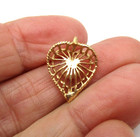 14K Yellow Gold Pearl Filigree Heart Pendant 1.4 Gr [P74] — photo 4