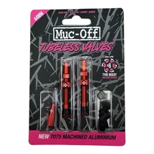 New ~ 7075 Machined Aluminium Muc-Off Tubeless Valve Kit 44mm Red