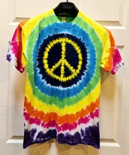 Liquid Blue Tie Dye Peace Sign Shirt Size Large 2009 