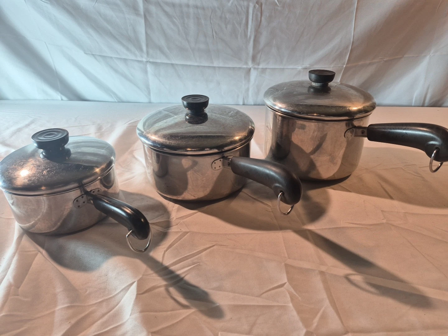 Revere Ware Tri Ply Disc Bottom Lot Of 6 Pc 1, 2, 3 Qt Sauce Pans/pots With Lids