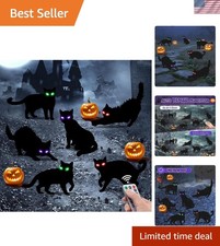 6Pack Black Cat Halloween Decorations Outdoor with LED Glowing Eyes Lights Bl...