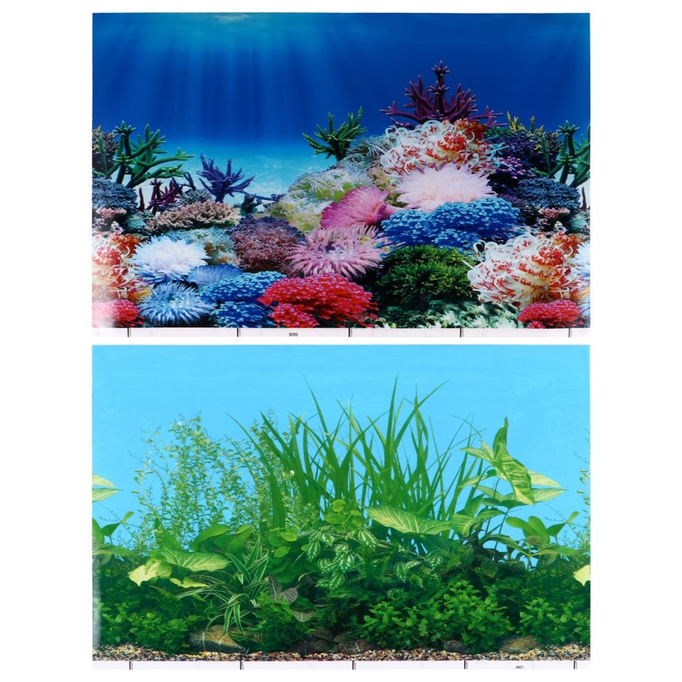 Multi Background Fish Aquarium Ocean Sticker 2Pcs Durable Paper Cling Fish Tank Background ...