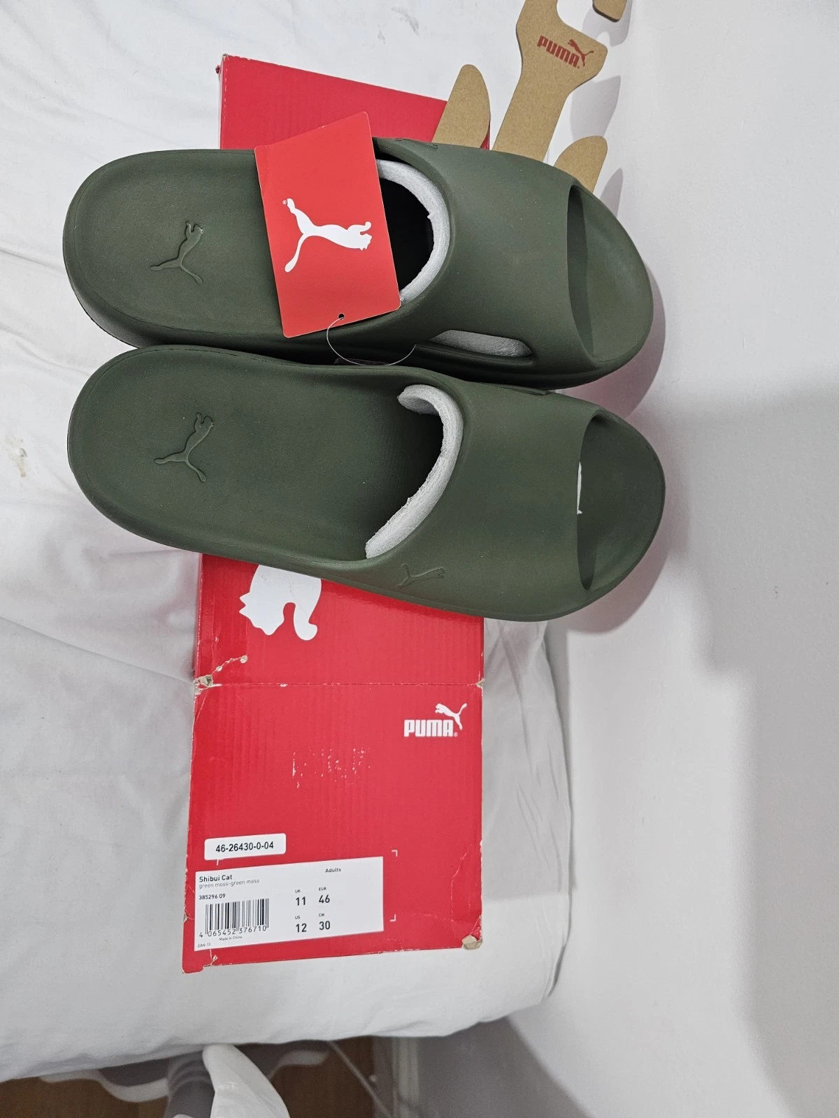 Puma Flip Flop Slider Shibui Gatto Uomo Nuovissimo Con Scatola UOMO UK 10 Moss VERDE