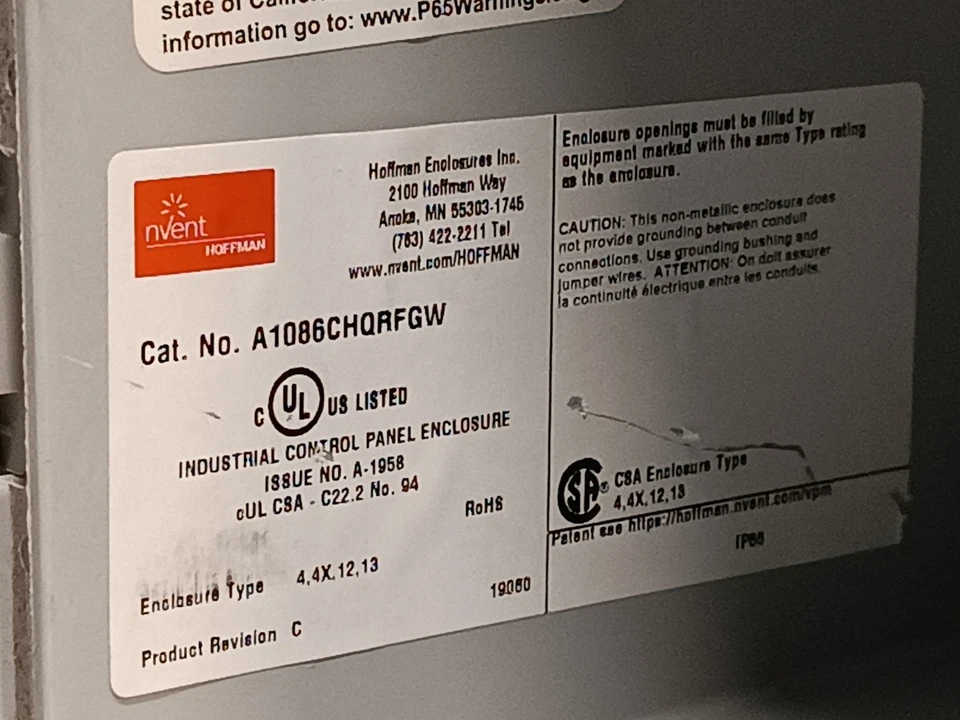 Carcasa de fibra de vidrio nVent HOFFMAN A1086CHQRFGW 10x8x6, NEMA 4X, ventana IP66 Foto 3 de 4