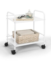 2-Tier Metal Rolling Utility Cart – Mobile Storage Shelf with Caster Wheels –...