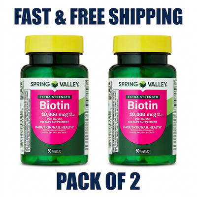 Spring Valley Extra Strength Biotin plus Keratin Tablets, 10000 Mcg, 60ct. pak 2