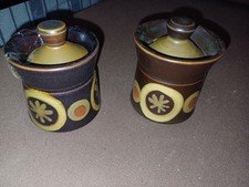 2 x Vintage Denby Arabesque kleiner Senf Gew&uuml;rz Topf