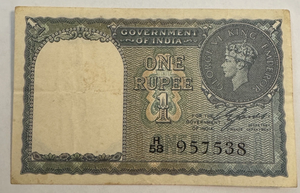 英国インドキングジョージ6世 1ルピー紙幣1940年 1940 India Rupee In Indian Paper Money for sale | eBay