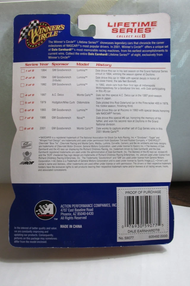 CÍRCULO DE GANADORES Dale Earnhardt 1/64 1986 #8 GM GOODWRENCH NOVA 7 de 8 Foto 3 de 3