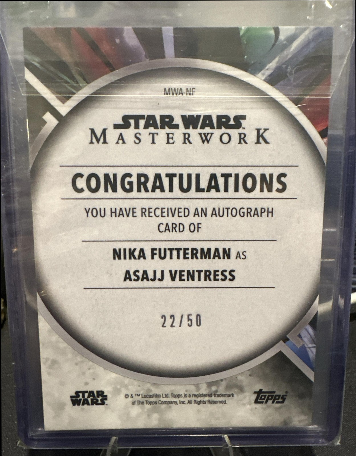 2022 Star Wars Masterwork Nika Futterman Auto Rainbow Foil /50 Asajj Ventress view 2