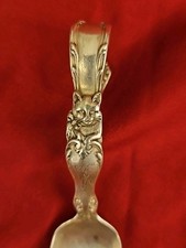 Antique  REED  BARTON Sterling Silver Baby Spoon   Cat   Pat. 1895   20g