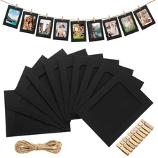 Janlaugh 100 Pcs Paper Photo Frames 4x6 Black Picture Frame with 100 Clip 10 ...