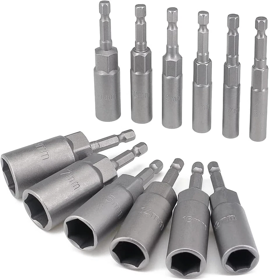 12 Pcs Deep Socket Set 6-19Mm Hexagon Nut Setter Driver Drill Bits Set, 1/4 H... - Image 3 of 4