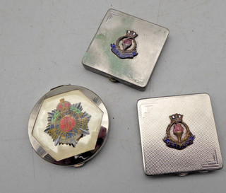Vintage Ladies Sweetheart Compacts Royal Army Service Corps & 2 x HMS Renown