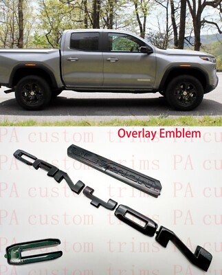 OVERLAY 2PCS Gloss Black Door Rear Elevation Canyon Emblem Fit 2023+ GMC Canyon