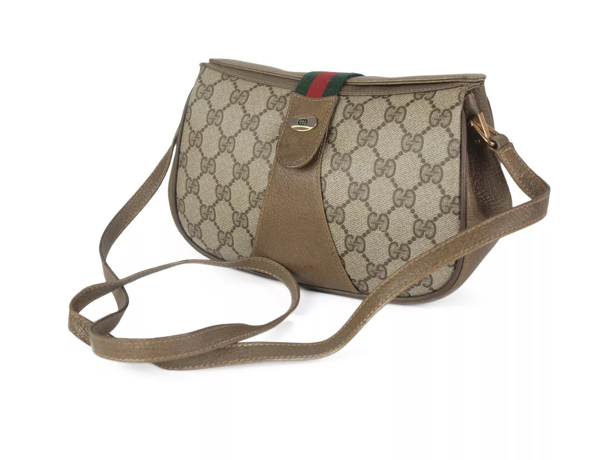 Gucci Pre Loved GG Canvas Web Sherry Line Ophidia Pouch