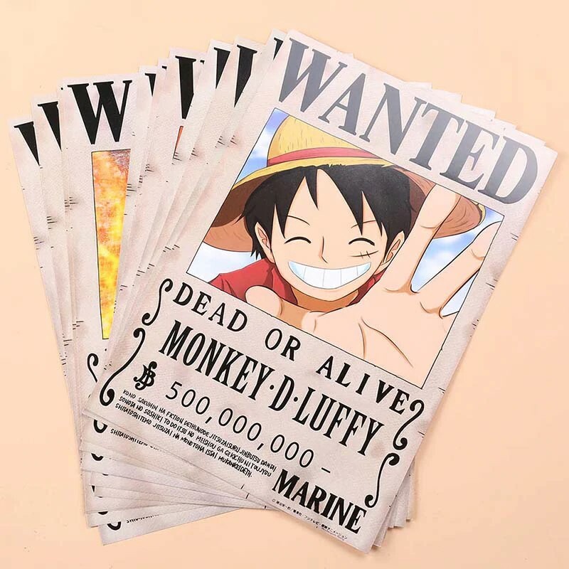 One Piece Wanted Posters Straw Hats A4 Luffy Zoro Nami Jinbe