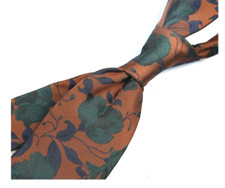 New Classic Floral Brown Green JACQUARD WOVEN 100 Silk Men's Necktie Tie
