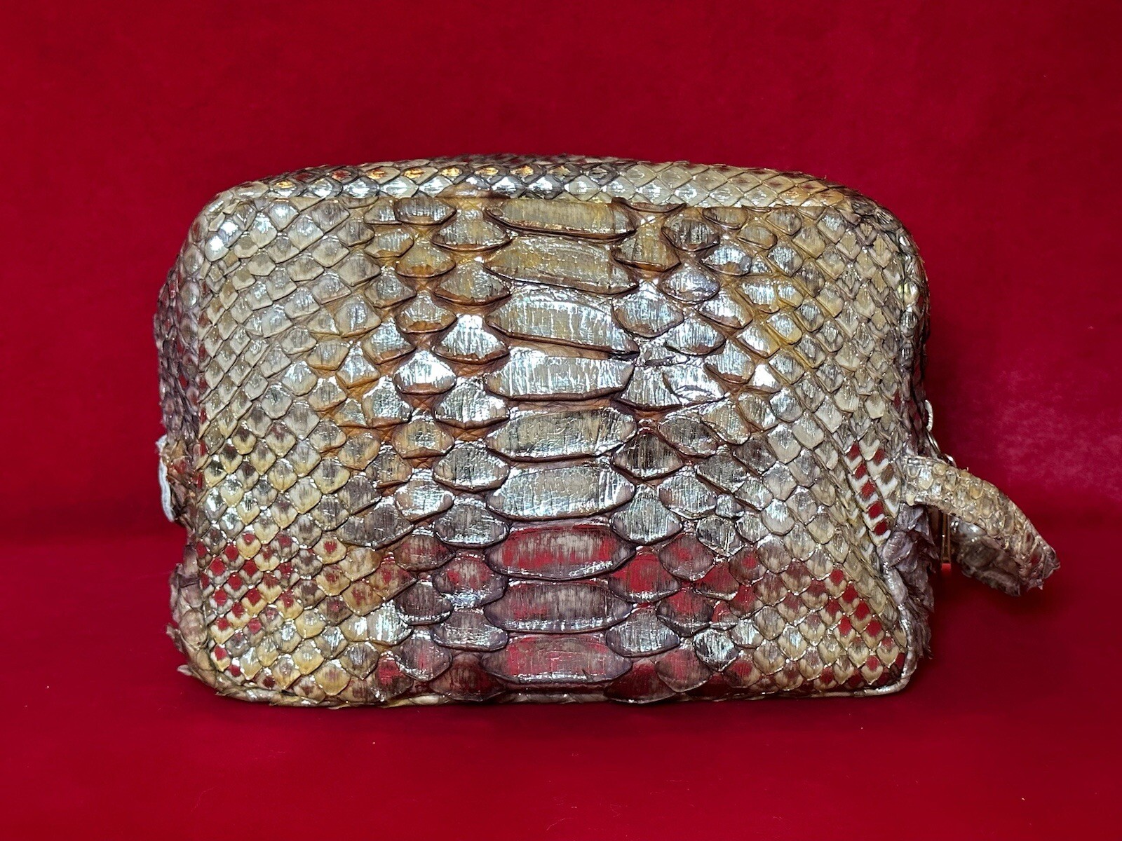 Rashedah Metallic Gold Python Medium Clutch Bag - image 4