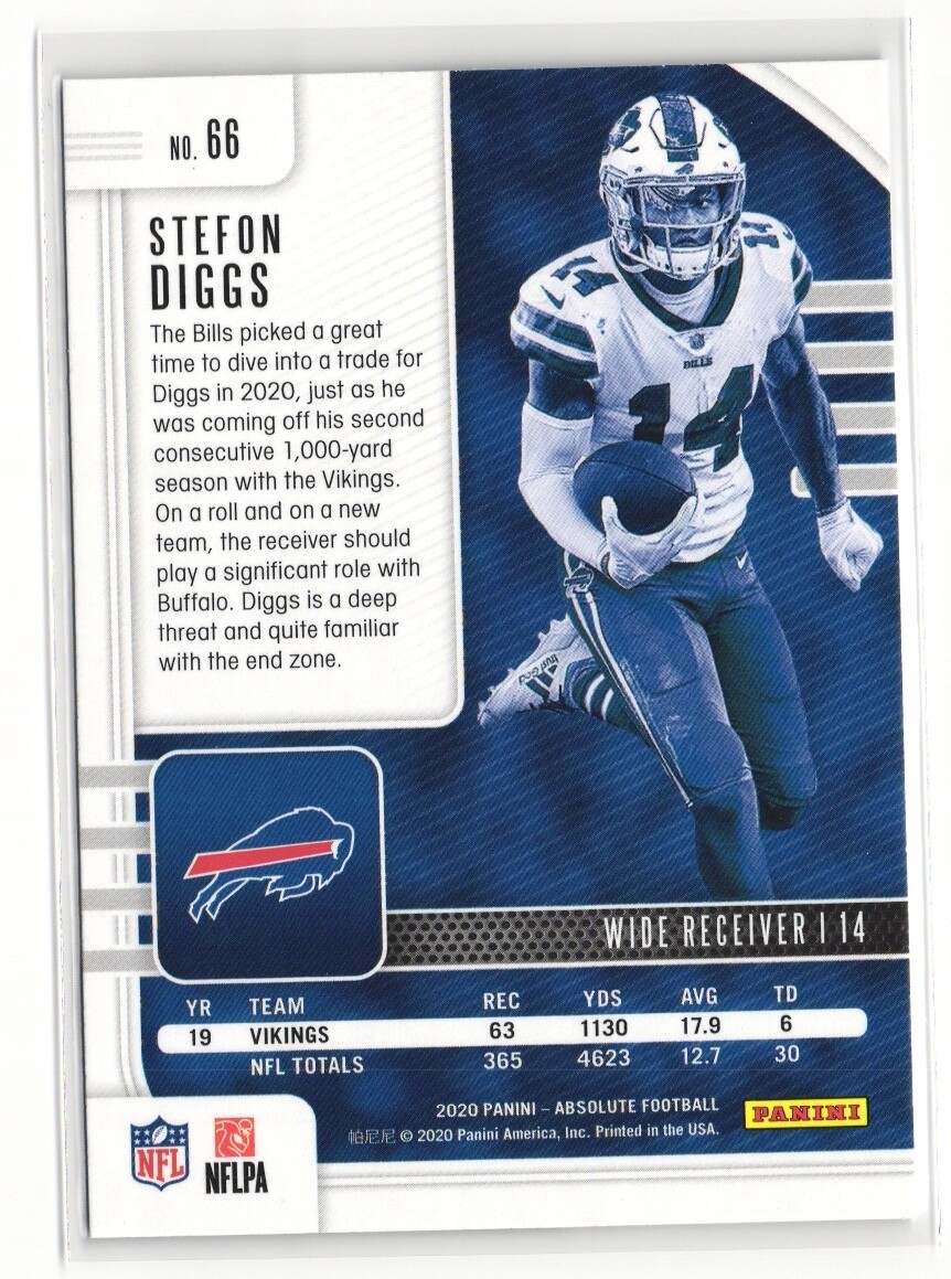 2020 Panini Absolute Football NFL #66 Stefon Diggs Green Parallel Card ...