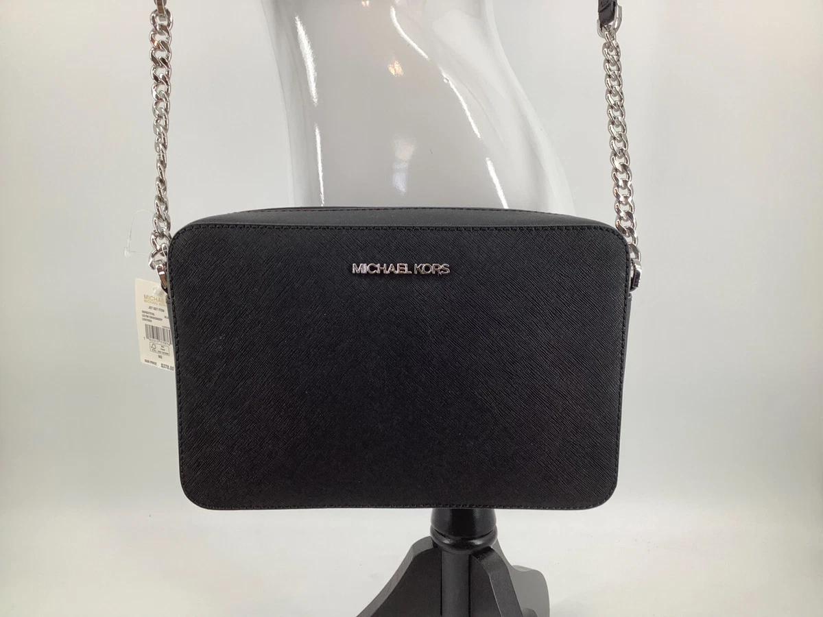 Michael kors jet set large east sales west crossbody black saffiano