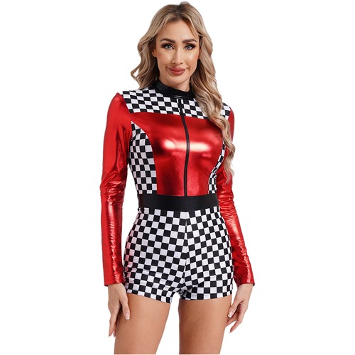 Womens Racer Costume Racing Dress Up Driver Uniform Breathable Jumpsuit Race - Picture 12 of 43