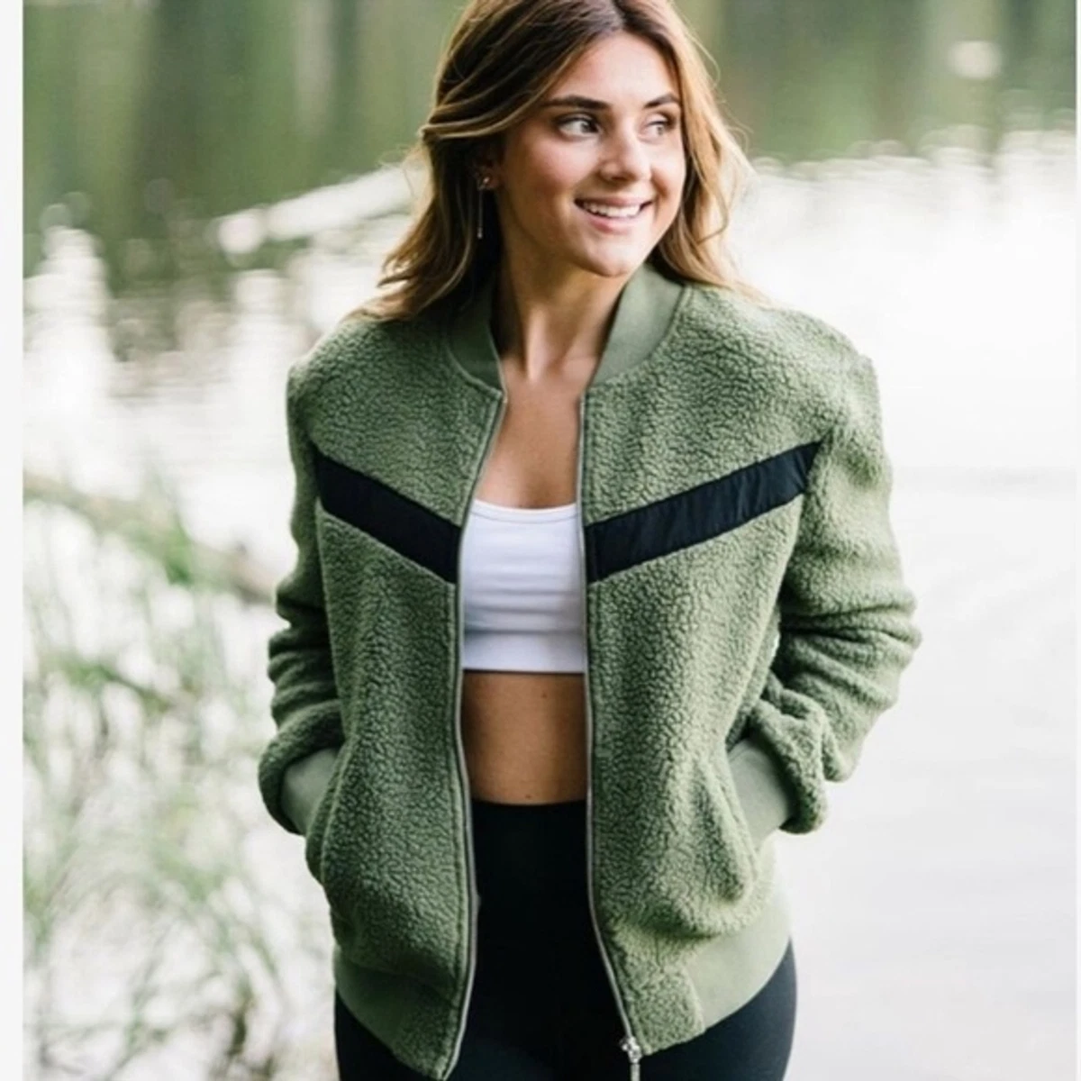 Zyia Active Flying V Sherpa Bomber Jacket | eBay
