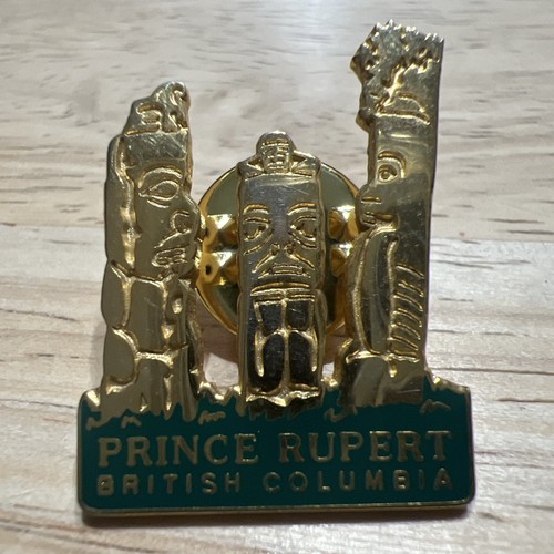 Spilla da bavero AALCO Prince Rupert British Columbia Canada 3 totem tono oro