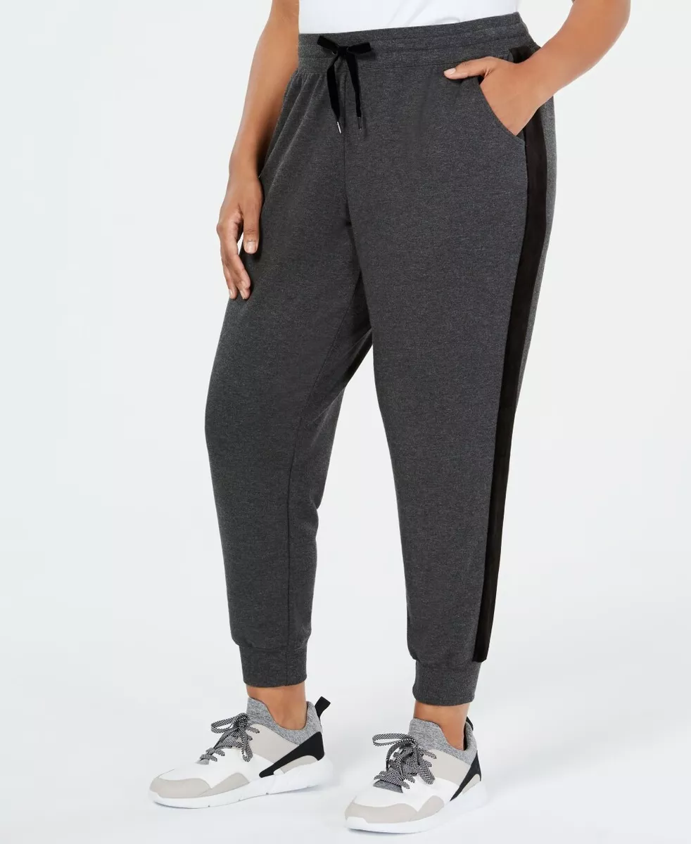 Ideology Womens Plus Size Velvet Sides Athletic Jogger Sweatpants